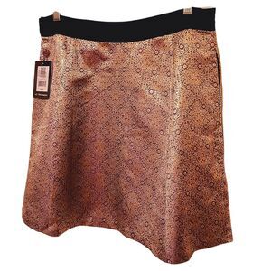 NWT $68 NARCISO RODRIGUEZ Womens DESIGN NATION Gold Metallic Stretch Skirt Sz 14